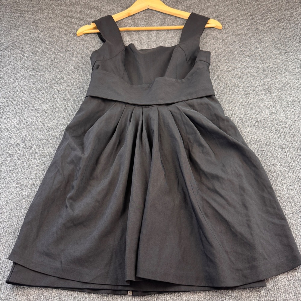 Alice + Olivia Cocktail Dress Women Black Excellent Wool Silk Lined Pleated READ